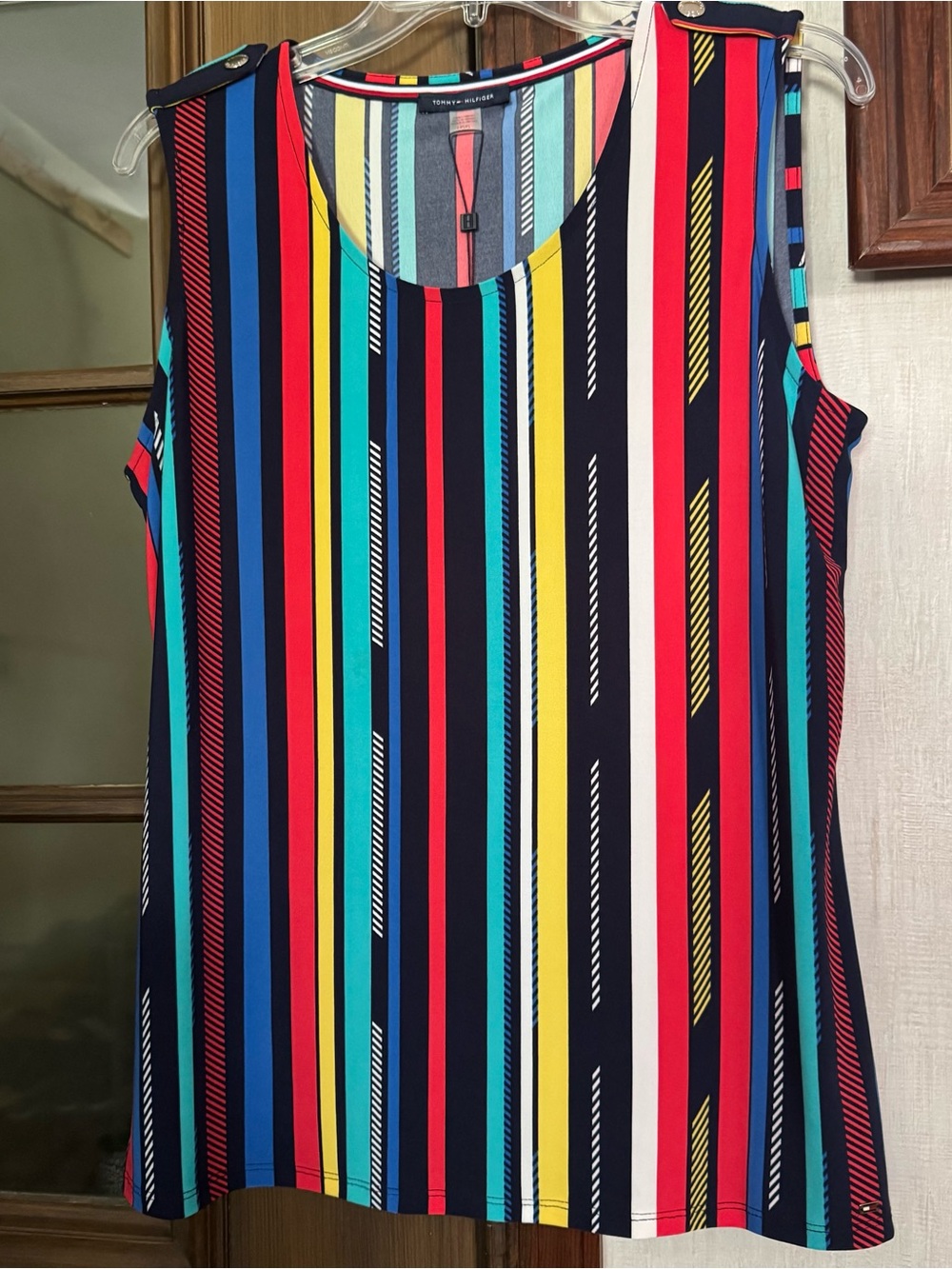 Tommy Hilfiger Multistripe Sleeveless Tank - Navy, Red, Yellow, Teal